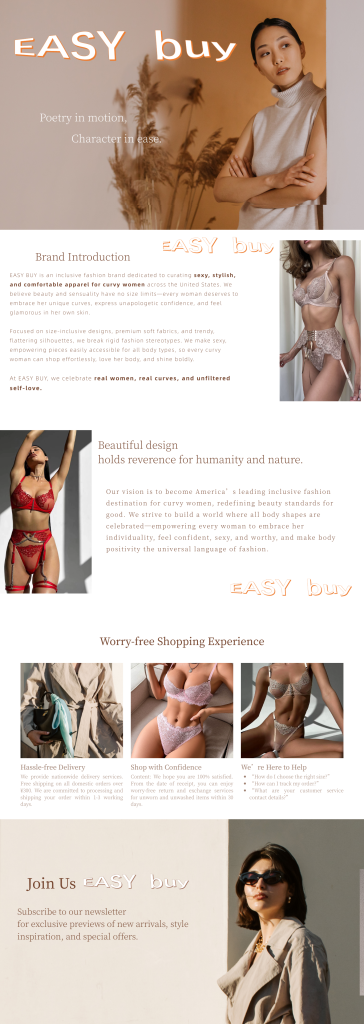 easy buy is an inclusive fashion brand dedicated to curating sexy, stylish, and comfortable apparel for curvy women across the united states. we believe beauty and sensuality have no size limits—e